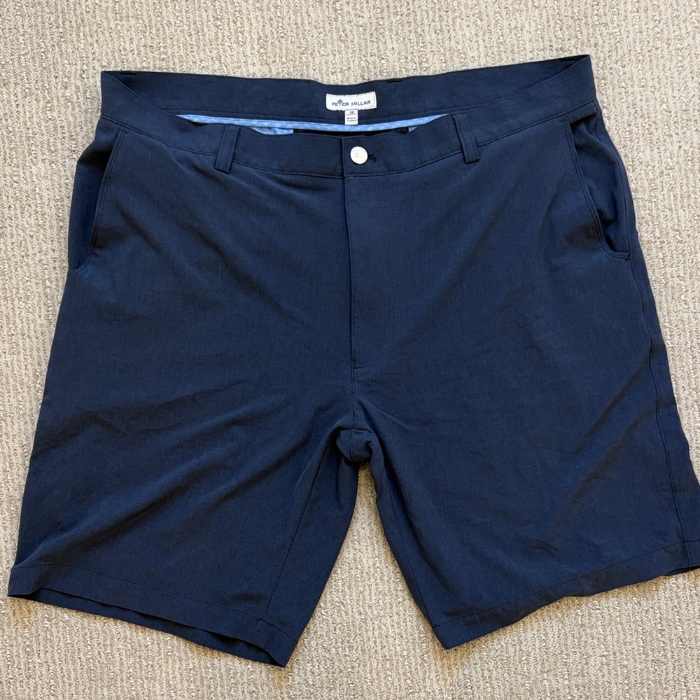 Peter Millar Dark Blue Flat Front Men's Shorts